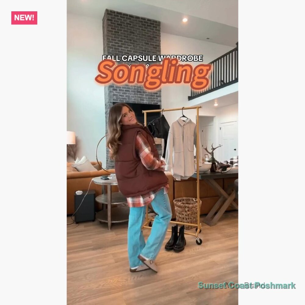 Oversized Puffer Vest Stand Collar Full Zip Sleeveless Quilted - Picture 7 of 7